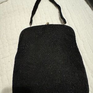 Vintage Black Beaded Evening Handbag